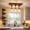 Rustic Mason Jar Chandelier Installation Farmhouse Kitchen Lighting Handmade