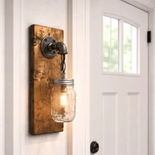 rustic entryway sconce light rustic with mason jar pendant
