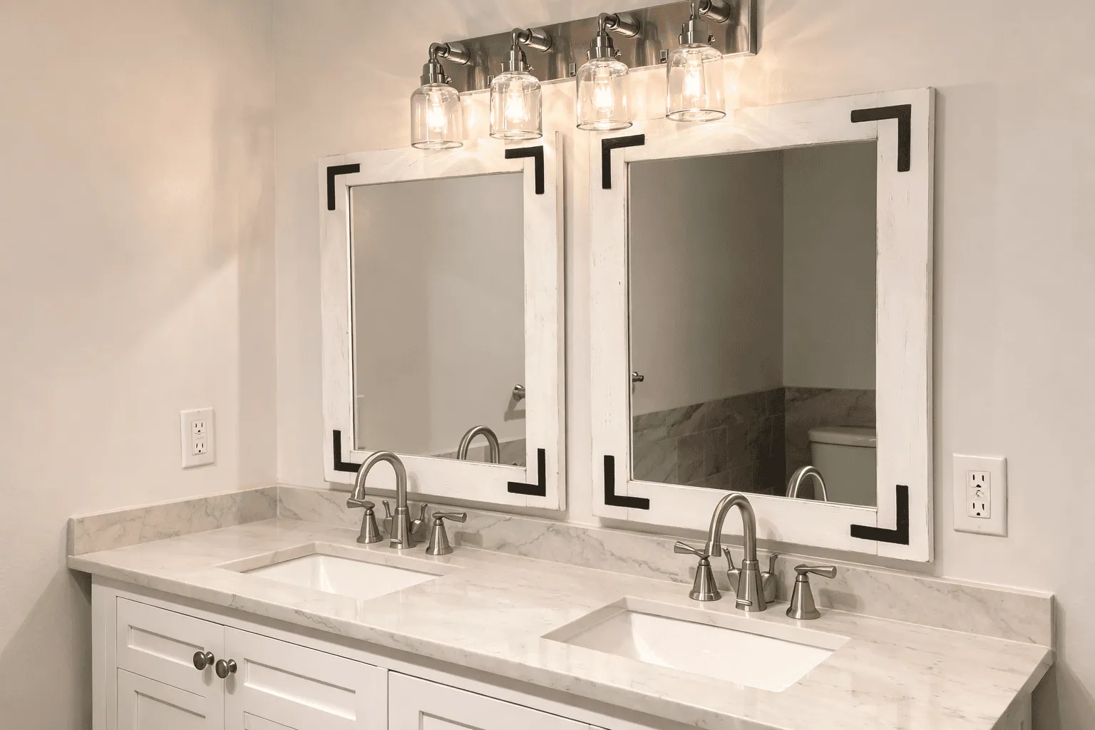 Whitewash Wood Framed Mirror, Farmhouse Bathroom, Coastal Decor, Bathroom Vanity Mirror, Wall Hanging Large and Small Mirrors - Image 2