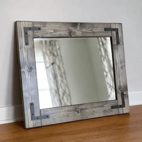 Ebony Wood Framed Mirror | Farmhouse Bathroom Vanity Mirror