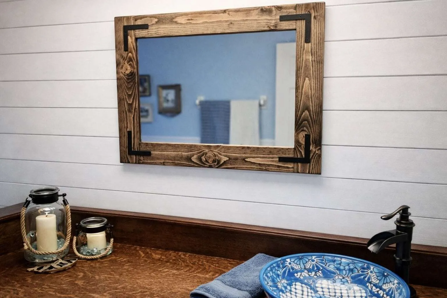 Dark Walnut Bathroom Mirror – Farmhouse Wood Frame Wall Mirror – Large and Small Vanity Mirror – Made in USA - Image 11