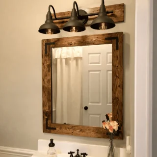 rustic wood frame mirror farmhouse decor