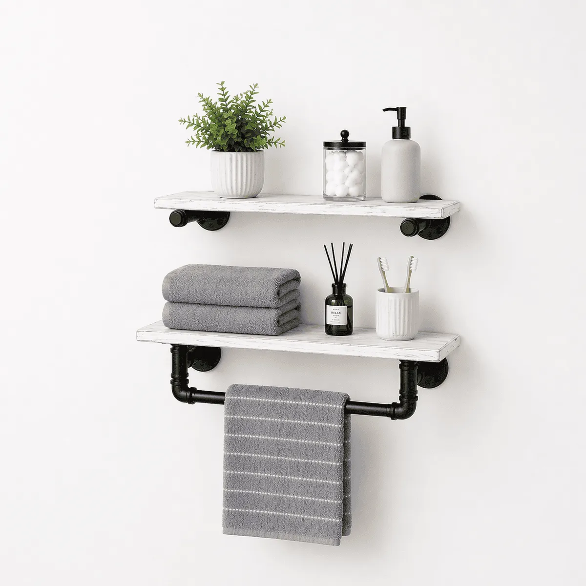 Shelves with Towel Bar