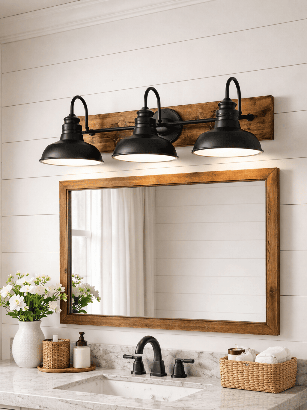 Rustic Farmhouse Shade Light Fixture for Your Bathroom
