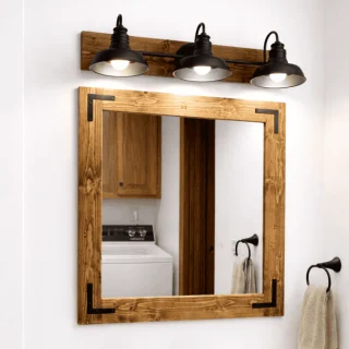 honey wood stain frame mirror for bathroom entryway bedroom decor