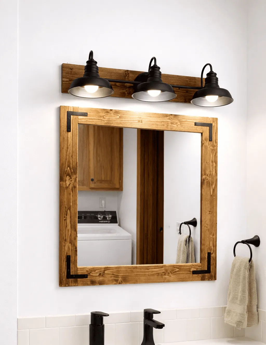 honey wood stain frame mirror for bathroom entryway bedroom decor