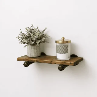 Rustic Wood Shelf with Pipe Brackets