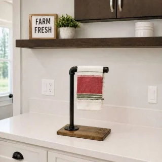 Farmhouse countertop towel stand for kitchen and bathroom decor