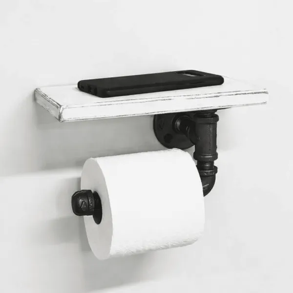 toilet paper holder with shelf whitewash rustic farmhouse bathroom