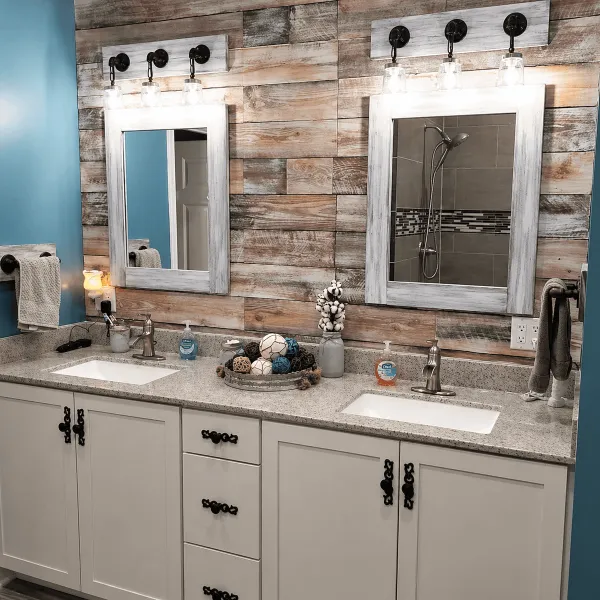 gray whitewash rustic farmhouse mason jar wall fixture for bathroom