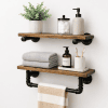 rustic bathroom shelves with bar