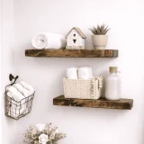 rustic floating shelves for bathroom wall