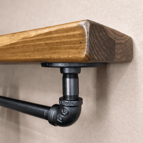 Alternative view of Floating Shelves Set of 2, Bathroom Shelves with Towel Bar, Wall Mounted Shelves, Rustic Farmhouse Decor