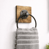 bathroom hand metal towel ring on square wood