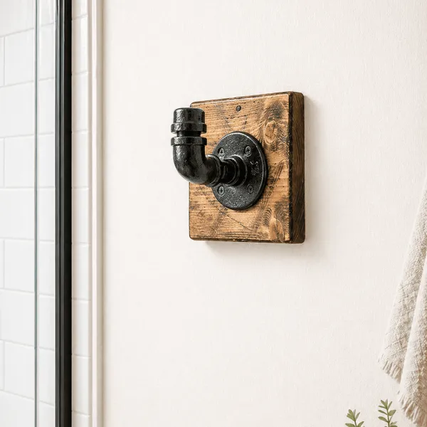 rustic farmhouse metal hook on wood