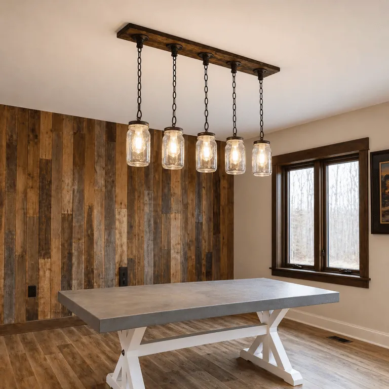 rustic mason jar light fixture wood and metal farmhouse ceiling light