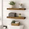 wall mounted wood floating shelves for bathroom on top of the toilet