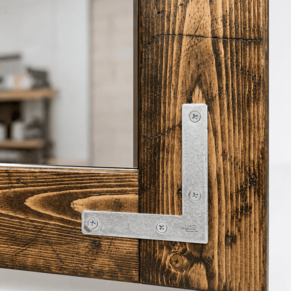 farmhouse bathroom mirror solid wood frame wall mounted vanity mirror rustic style