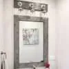 Gray bathroom mirror with mason jar lights industrial farmhouse