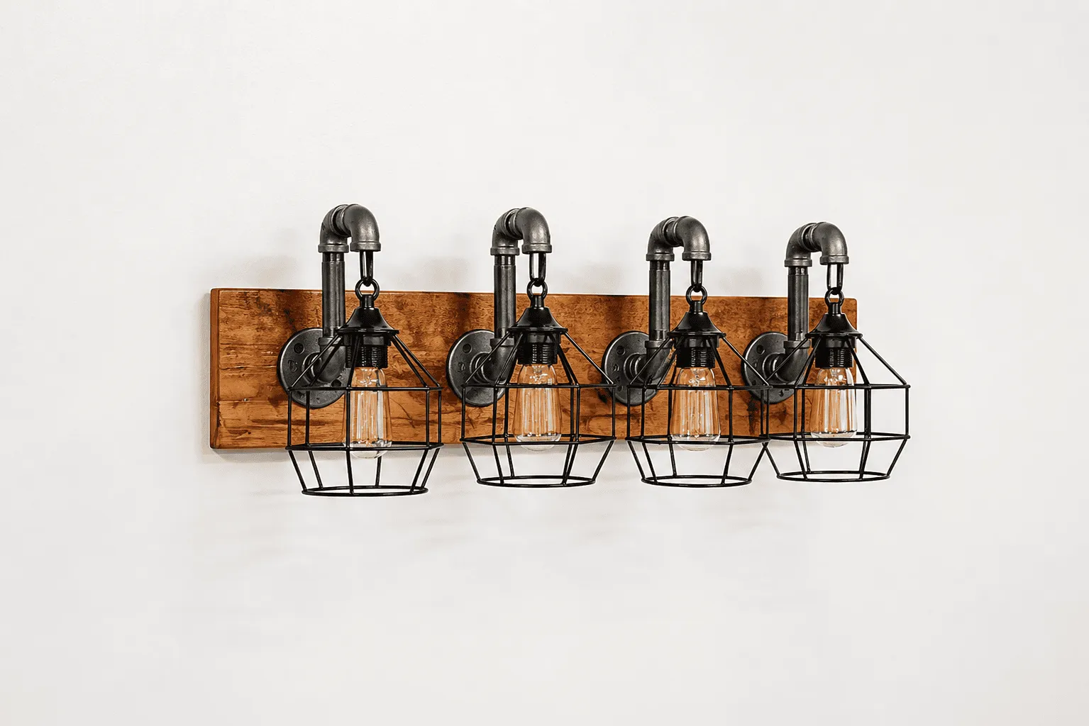 rustic wood vanity light fixture 2-3-4-5 6 cage black metal farmhouse bathroom wall light over mirror