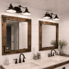 Rustic espresso wood framed bathroom mirrors set, farmhouse vanity mirrors with black metal brackets, double sink bathroom decor, handmade wood mirror USA