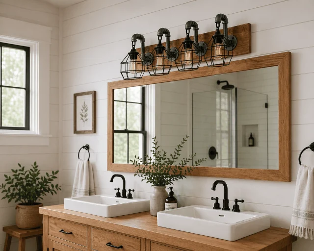 Industrial farmhouse wall light