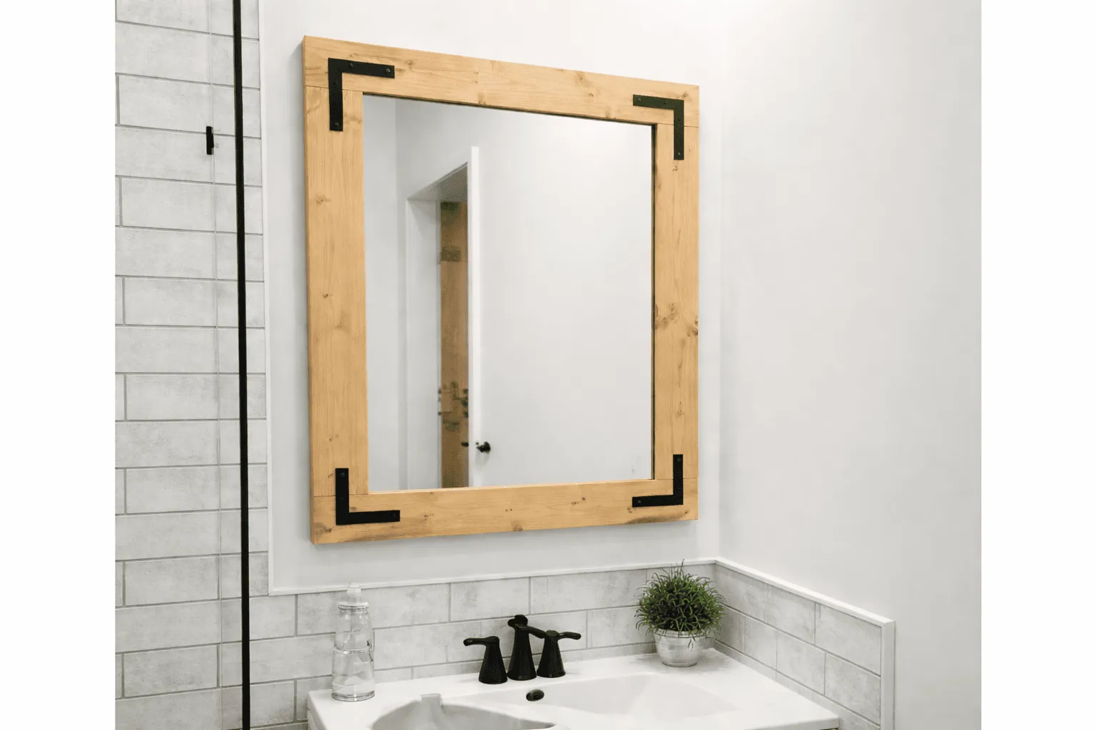 wood frame mirror made in USA for home