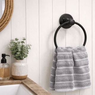 bathroom industrial farmhouse black hand towel ring