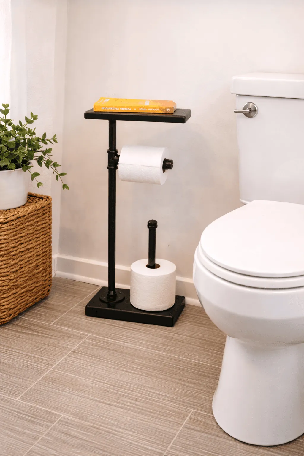 Toilet Paper Stand With Shelf and Extra Storage - 3 Rolls Paper Dispenser - Floor Stand TP - Image 10