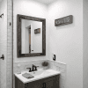 bathroom home decor wood gray frame mirror