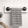 towel bar on whitewash wood bathroom decor