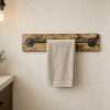 rustic farmhouse bathroom towel holder bar on solid wood