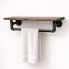 Rustic distressed wood shelf with towel bar farmhouse bathroom wall storage