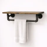 Wood Shelf with Towel Bar