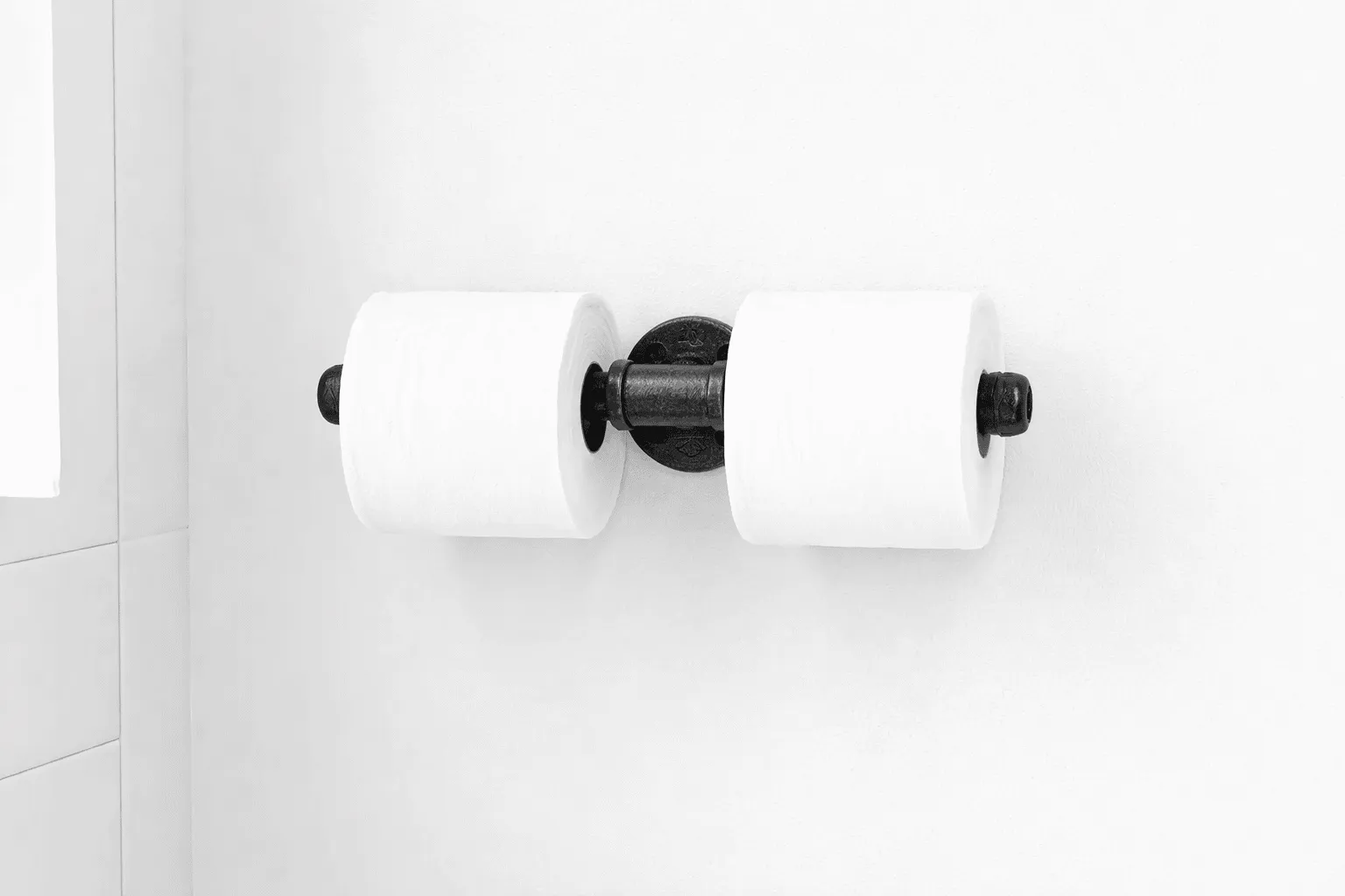Industrial Double Toilet Paper Holder – Rustic Farmhouse Bathroom Decor | Plumbing Pipe 2-Roll Holder