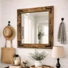 dark walnut entryway farmhouse wood framed mirror