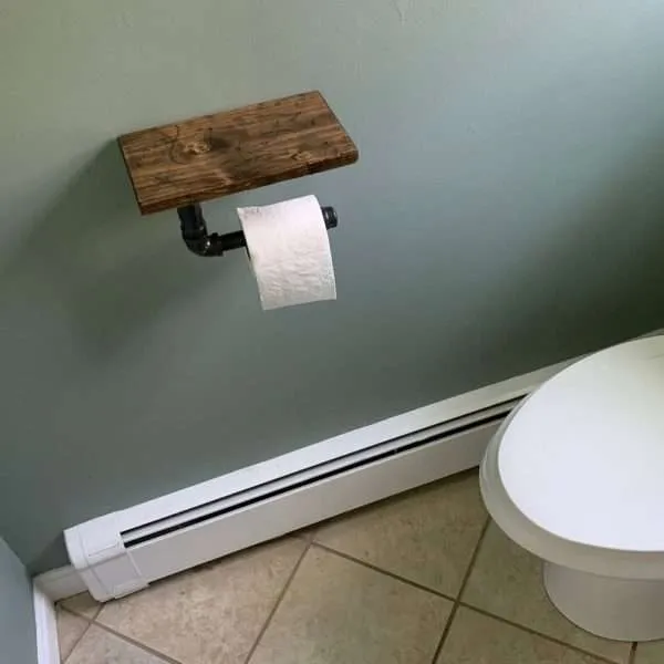 rustic bathroom organizer toilet paper holder industrial style
