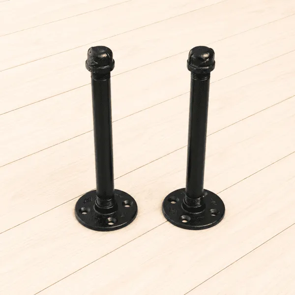 Two black metal pipe fittings