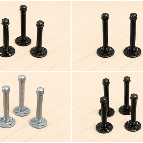 Four vertical pipes on a surface
