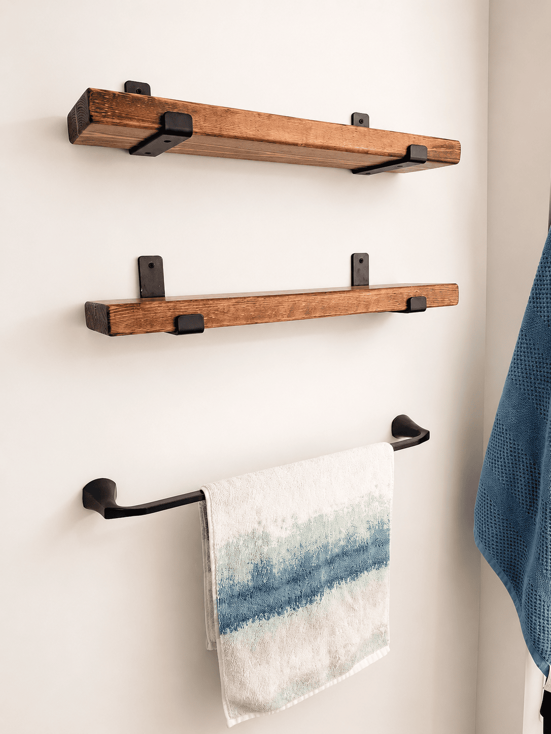Rustic Heavy Duty Floating Shelf – Solid Wood Wall Shelf | Farmhouse & Industrial Wall Storage Display Ledge - Image 3