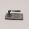 wall toilet paper holder with gray wood and metal bar