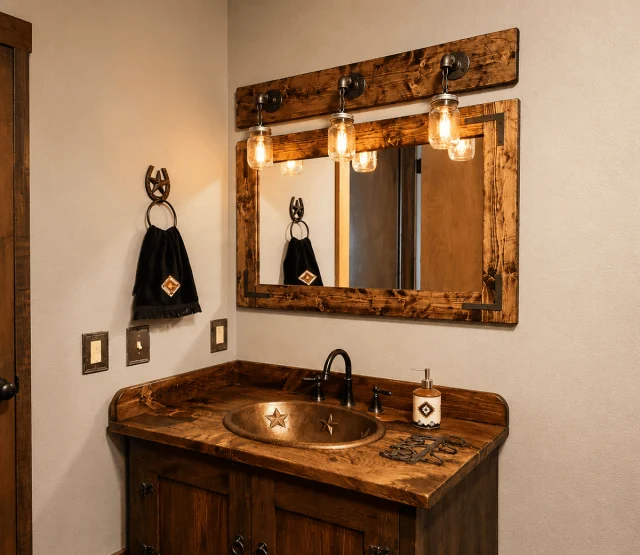 Coordinating rustic bathroom set